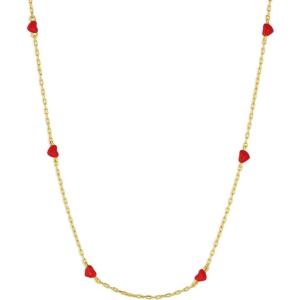 gorjana – Amour Necklace Red 15-17″ – 18k Gold Plated Brass – Dainty Red Enamel Hearts – Adjustable Length – Durable and Long-Lasting(Gold Plated)