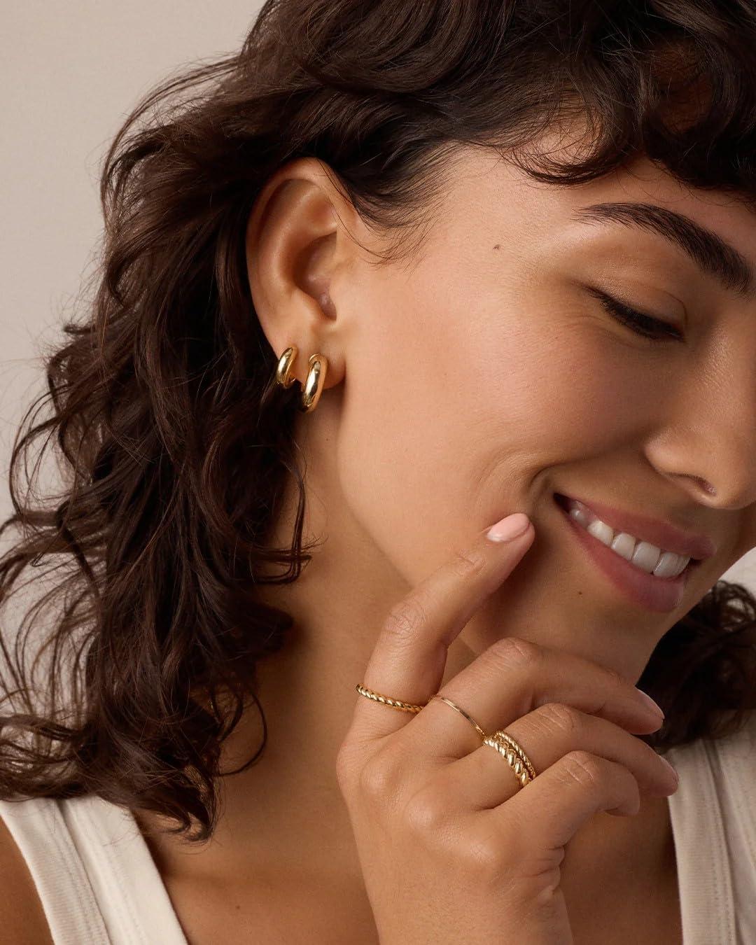 imagegorjana Lou Huggies 12 Drop 18K GoldPlated Finish Secure Hinge Closure Stylish Hoop Earrings Ideal for Ear Stack Complimentary Gift Packaging Perfect for Gifting