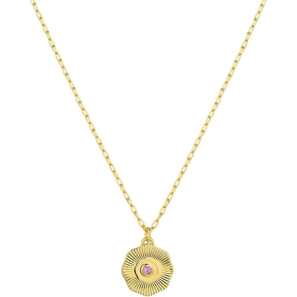 imagegorjana  Birthstone Coin Necklace 1618  18k Gold Plated Brass  Personalized Gemstone Options  Adjustable Chain Length  Gifting for special occasionsAmethyst