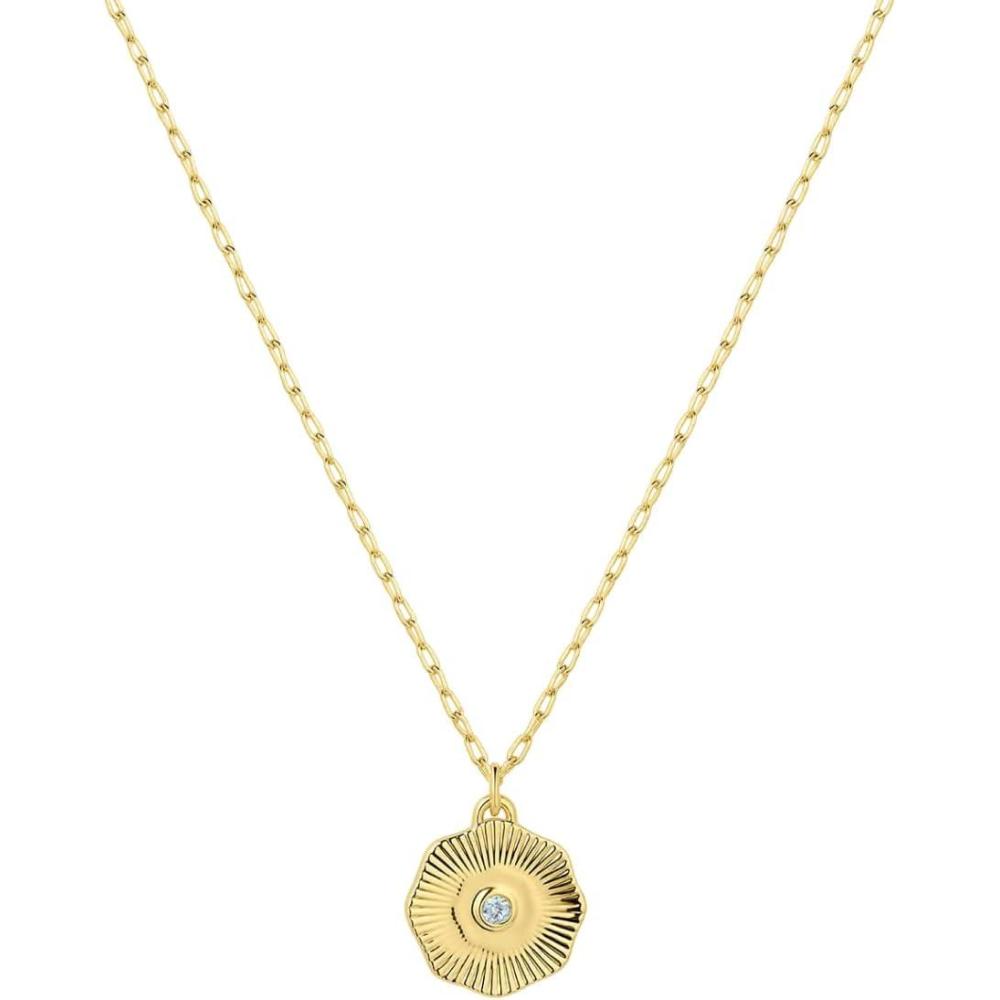 imagegorjana  Birthstone Coin Necklace 1618  18k Gold Plated Brass  Personalized Gemstone Options  Adjustable Chain Length  Gifting for special occasionsAquamarine
