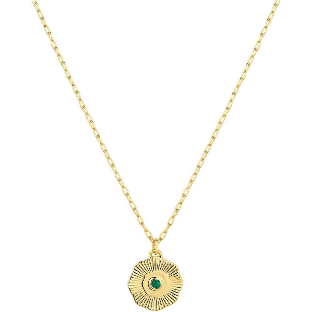 imagegorjana  Birthstone Coin Necklace 1618  18k Gold Plated Brass  Personalized Gemstone Options  Adjustable Chain Length  Gifting for special occasionsGreen Agate