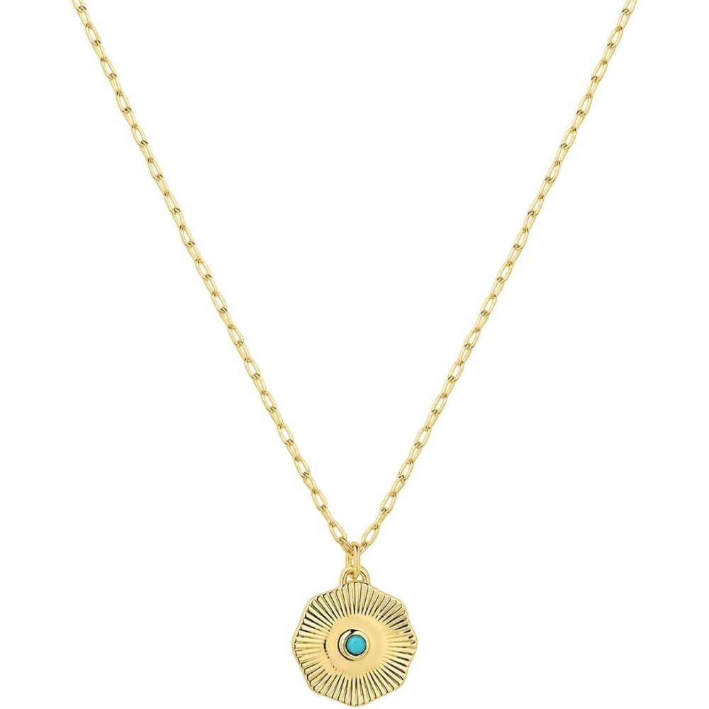 imagegorjana  Birthstone Coin Necklace 1618  18k Gold Plated Brass  Personalized Gemstone Options  Adjustable Chain Length  Gifting for special occasionsTurquoise