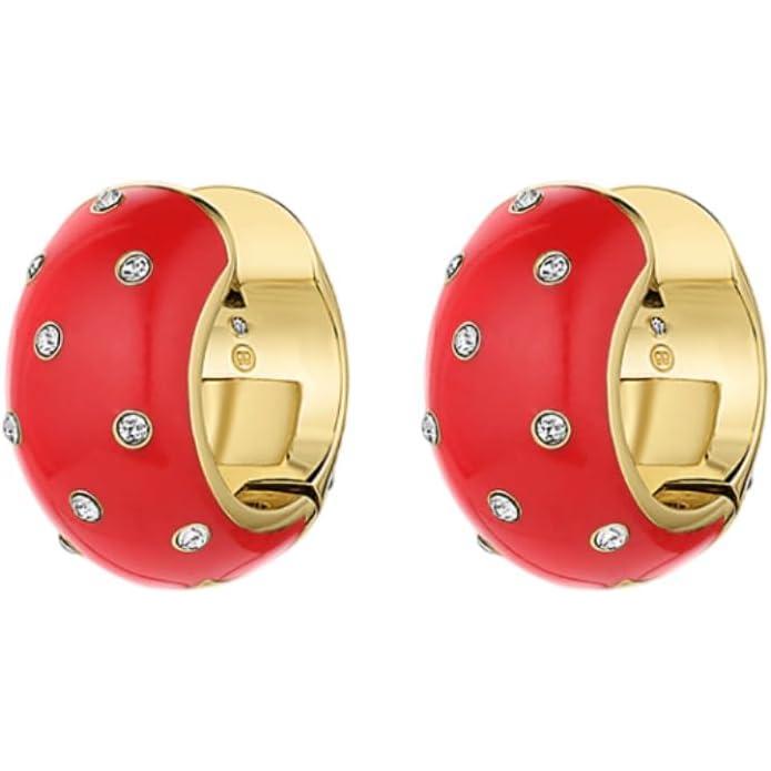 imagegorjana  Noel Shimmer Huggies Red  18K Gold Plating  Lightweight Helium Design  Secure Hinge Closure Versatile Color Combo