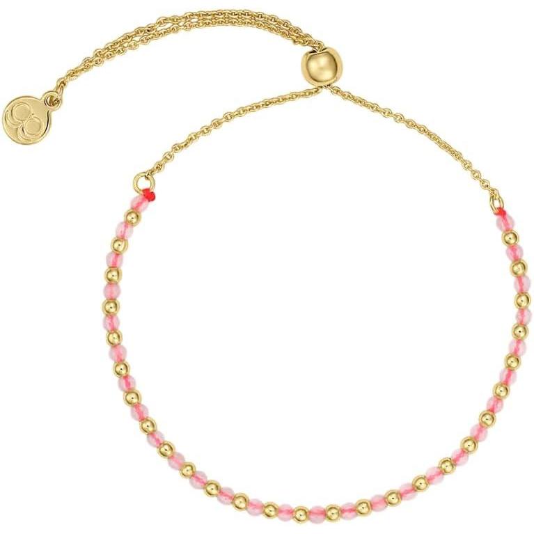 imagegorjana  Power Gemstone Brooks Bracelet 9 14  18k GoldPlated Brass  Genuine Gemstone Selection  Adjustable Closure  Elegant and meaningful designRose Quartz  Love