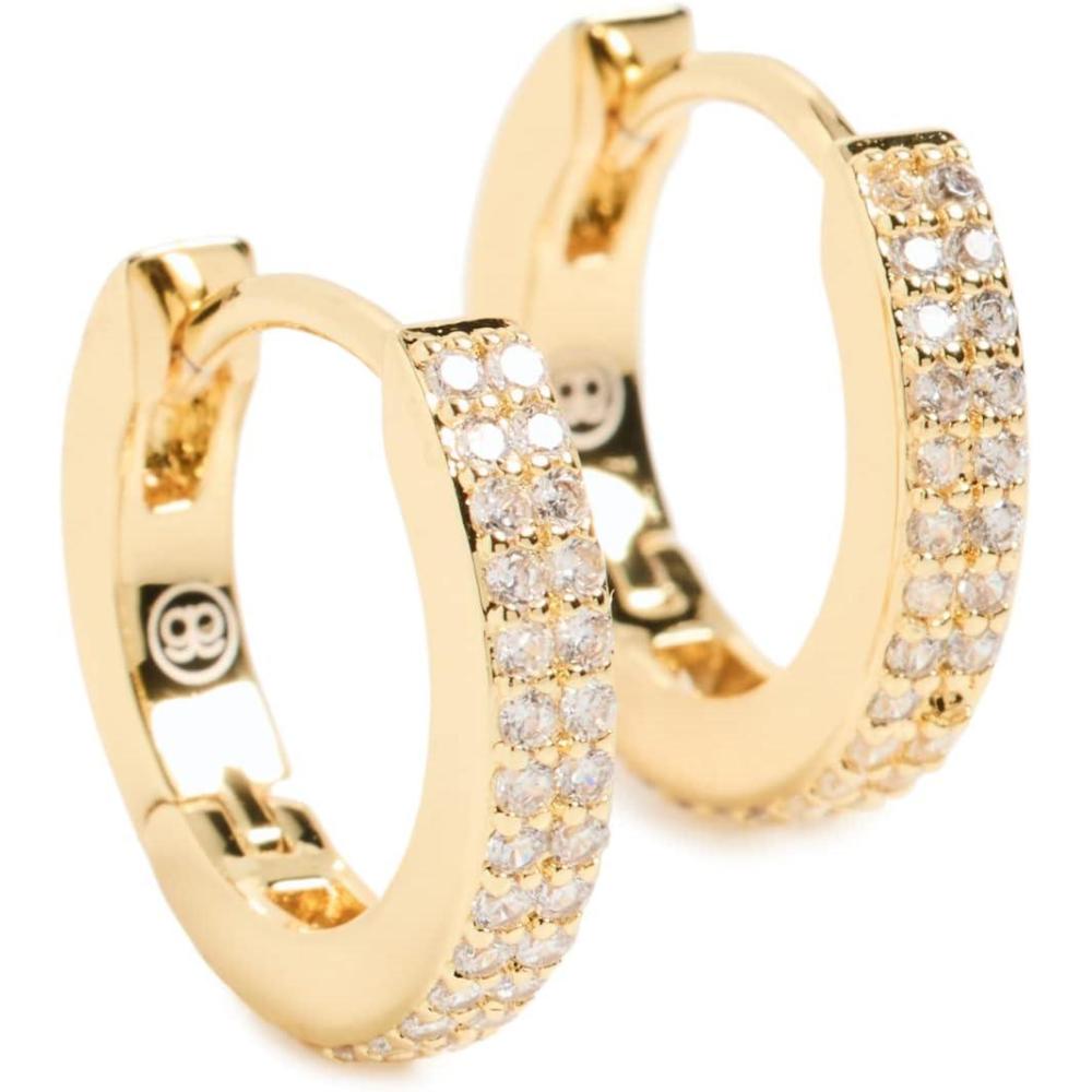 imagegorjana Wilder Shimmer Bar Huggies 916 18k Gold Plated Sparkling Design with Cubic Zirconia Surgical Steel Closure Lightweight amp Versatile Daily styleGold Plated