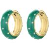 gorjana – Noel Shimmer Hoops – Emerald Green Enamel – White CZ, Bold Statement Hoops – Secure Hinge Closure