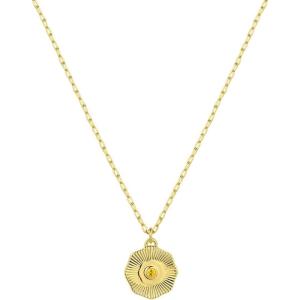 gorjana – Birthstone Coin Necklace 16″-18″ – 18k Gold Plated Brass – Personalized Gemstone Options – Adjustable Chain Length – Gifting for special occasions(Citrine)