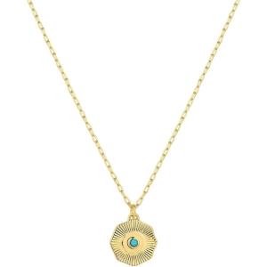 gorjana – Birthstone Coin Necklace 16″-18″ – 18k Gold Plated Brass – Personalized Gemstone Options – Adjustable Chain Length – Gifting for special occasions(Turquoise)