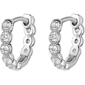 gorjana – Madison Shimmer Huggies 1/2″ – 18k Gold Plated or Silver Plated Brass – Radiant Cubic Zirconia – Surgical Steel Post – Secure Closure(Silver Plated)