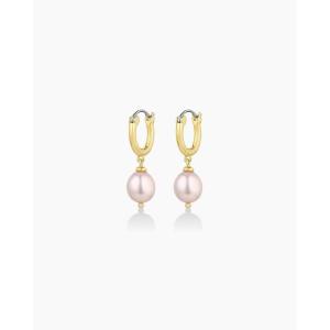 gorjana – Pink Pearl Huggies 7/8″ – 18k Gold Plated – Genuine Freshwater Pearls for a Timeless Look – Comfortable Hinge Closure – Day-Night Versatility