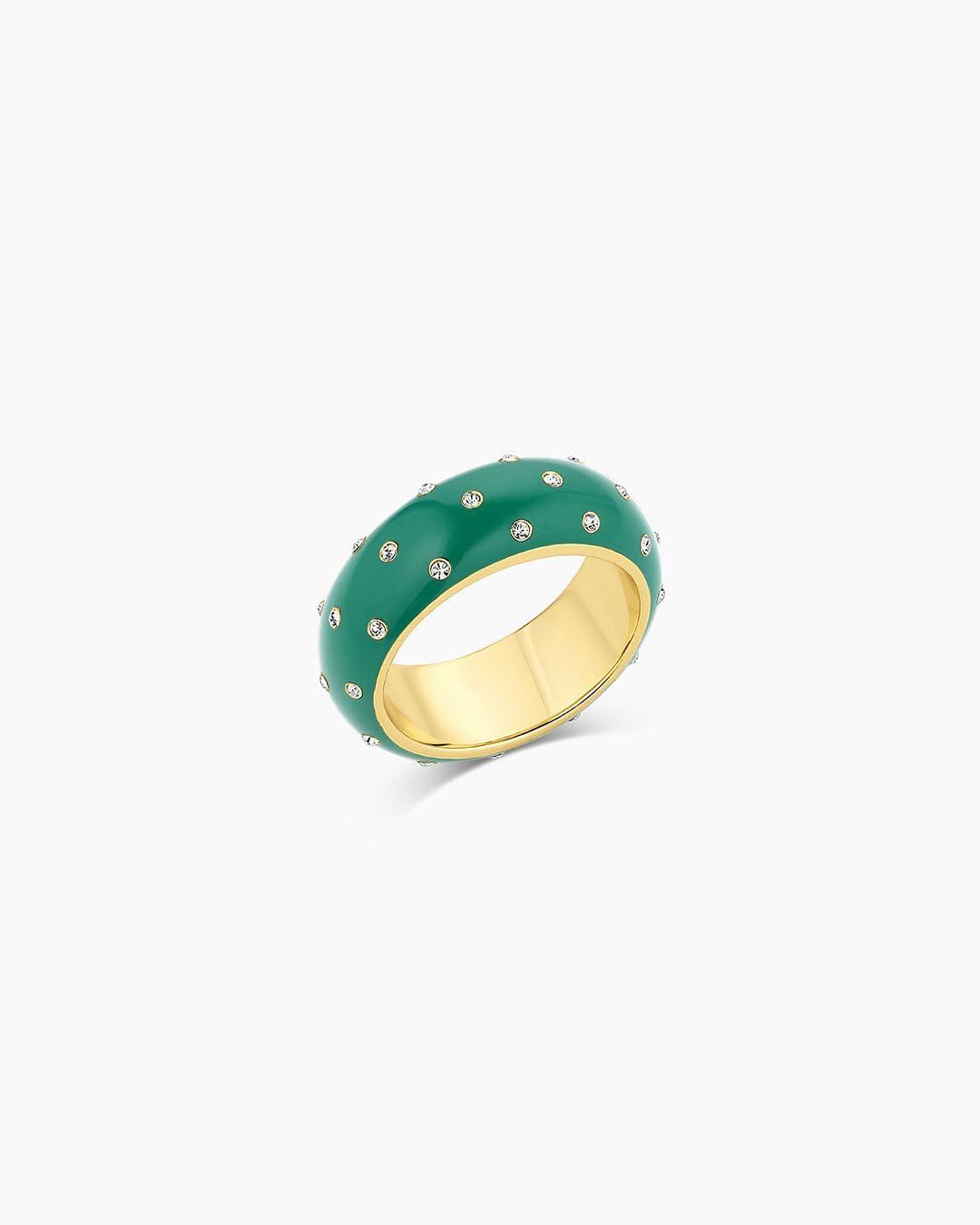 imagegorjana  Noel Shimmer Ring Emerald  Size 6 718K Gold Plating  Sophisticated Pop of Color  Daily Wear  Modern Band Design  Stackable or Solo Wear