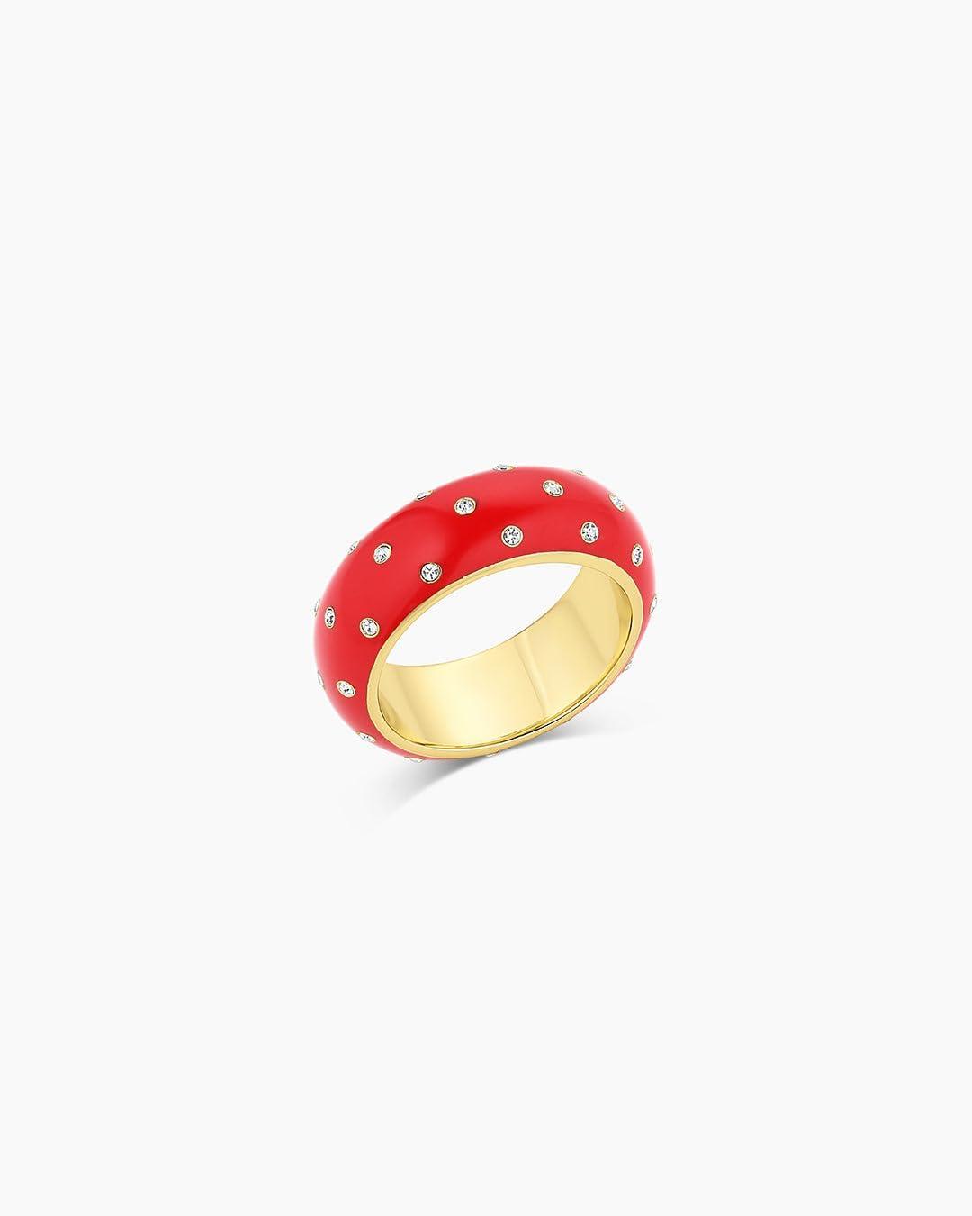 imagegorjana  Noel Shimmer Ring Red  Size 6 7818K Gold Plating  Sophisticated Pop of Color  Daily Wear  Modern Band Design  Stackable or Solo Wear