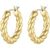 gorjana – Crew Hoops 13/16” – 18k Gold-Plated Brass – Elegant Twisted Design – Stainless Steel Post, Hinge Closure – Lightweight and Versatile – Daily Earring Wear