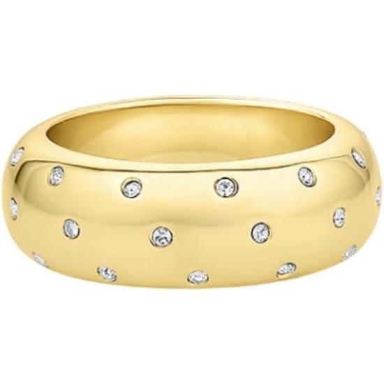 imagegorjana  Noel Shimmer Ring Red  Size 518K Gold Plating  Sophisticated Pop of Color  Daily Wear  Modern Band Design  Stackable or Solo Wear