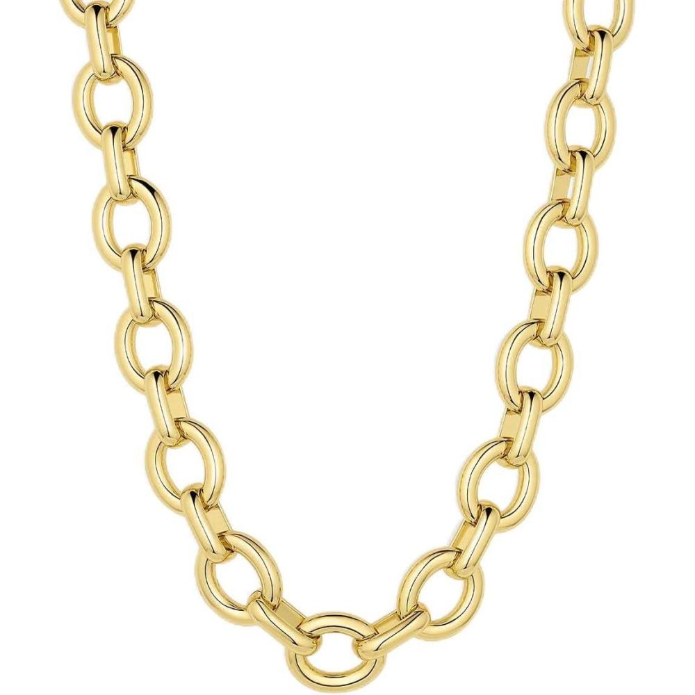 imagegorjana  Adriana Necklace  Length 19  18k Gold Plated  Oversized Links Design  Spring ring closure  Everyday Wear  Versatile Statement Piece