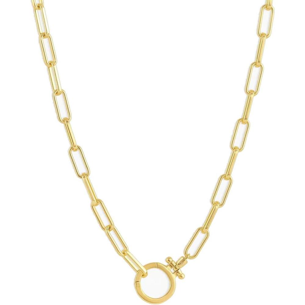 imagegorjana  Parker Necklace 18  18k Silver or Gold Plated  Adjustable Paperclip Link Chain  Chunky Clasp  Ideal Gift PackagingGold Plated