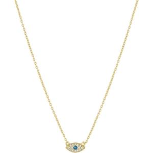 gorjana – Evil Eye Pendant Necklace – 18K Gold Plated – Adjustable Link Chain wITH White CZ and London Blue Nanogem Talisman – Perfect for Layering – Long-Lasting(gold)
