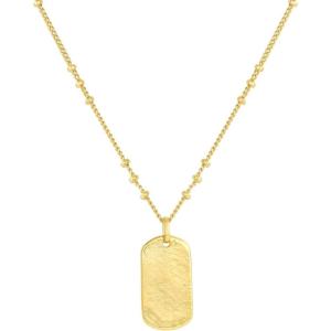 gorjana – Griffin Dog Tag Necklace 19 inch – 18k Gold Plated or Silver Plated – Spring Ring Closure, Cross-Hatched Texture – Lightweight and Perfect for Layering – Long-Lasting(Gold Plated)