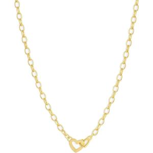 gorjana – Parker Heart Necklace 16 1/2 or 17 inches – 18K Gold Plated – Cable Chain, Interlocking Double Open Hearts – Gifting Necklace to Loved One – Stylish Gift Packaging – Unique Heart Hinge Closure(Mini)