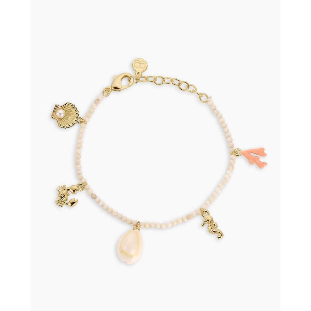 imagegorjana  Ocean Mini Charm Bracelet 7 14  18k gold plated brass  Oceaninspired charm design  Nostalgic summer keepsake  Adjustable chain length Lobster Closure