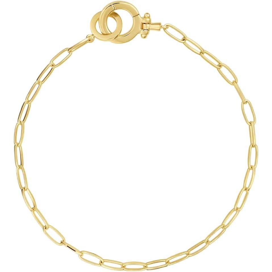 imagegorjana Parker Mini Bracelet 7 18 inches 18k Gold Plated Brass Classic Chain Link Design Hinge Closure Layering with Other Jewelry18k Gold Plated