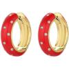 gorjana – Noel Shimmer Hoops – Red Enamel, White CZ, seasonal tones with a hint of shimmer – Hecure hinge closure