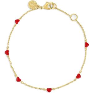 gorjana – Amour Bracelet Red 6 1/2″ to 7″ – 18k Gold Plated Brass – Red Enamel Hearts – Adjustable Length – Secure Lobster Closure – Ideal Gift Packaging – Everyday Stack, Layering with Other Jewelry