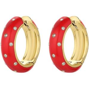gorjana – Noel Shimmer Hoops – Red Enamel, White CZ, seasonal tones with a hint of shimmer – Hecure hinge closure