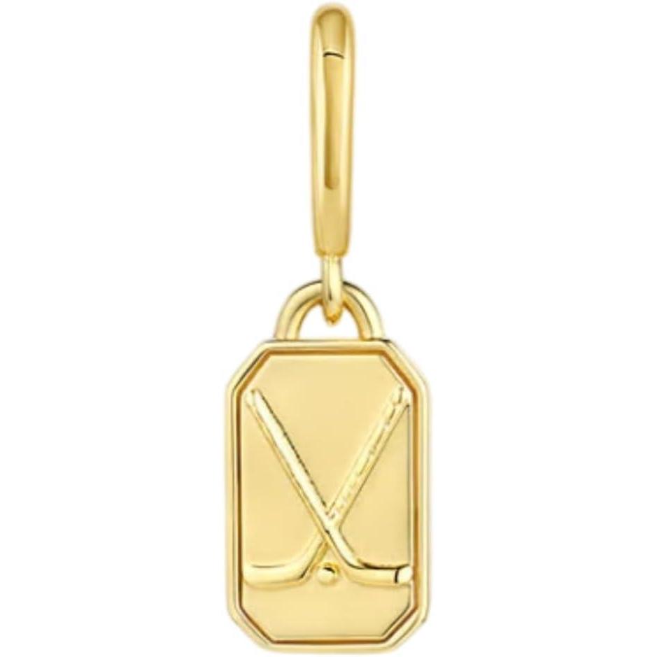 imagegorjana  Varsity Parker Charm 14  18k GoldPlated Brass  Sports Enthusiasts  Personalize Your Jewelry  Easy Attachment and RemovalHockey