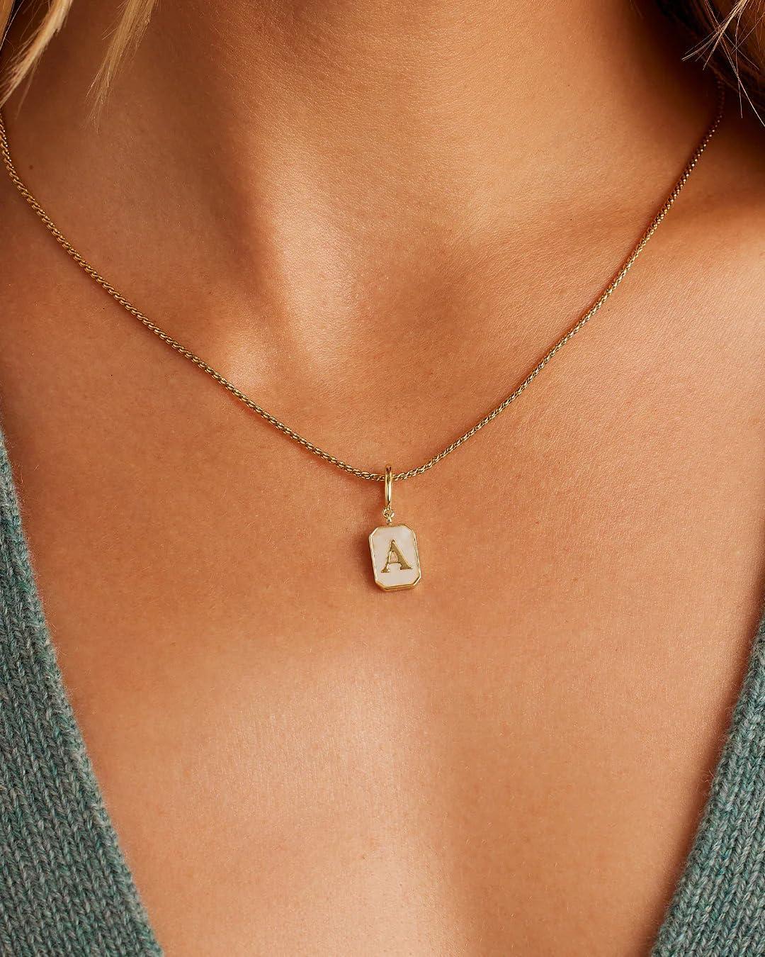 imagegorjana  Vintage Alphabet Parker Charm  18k Gold Plated  Personalized Initial Necklace Design  Lightweight Comfort  Versatile AccessoryA