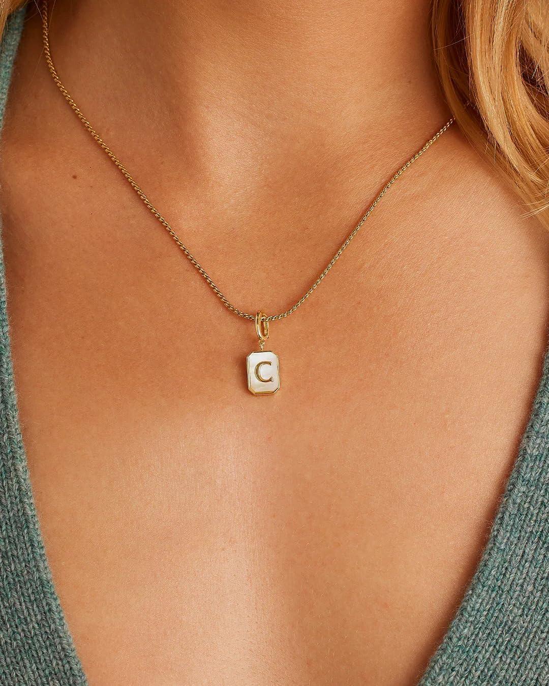 imagegorjana  Vintage Alphabet Parker Charm  18k Gold Plated  Personalized Initial Necklace Design  Lightweight Comfort  Versatile AccessoryC