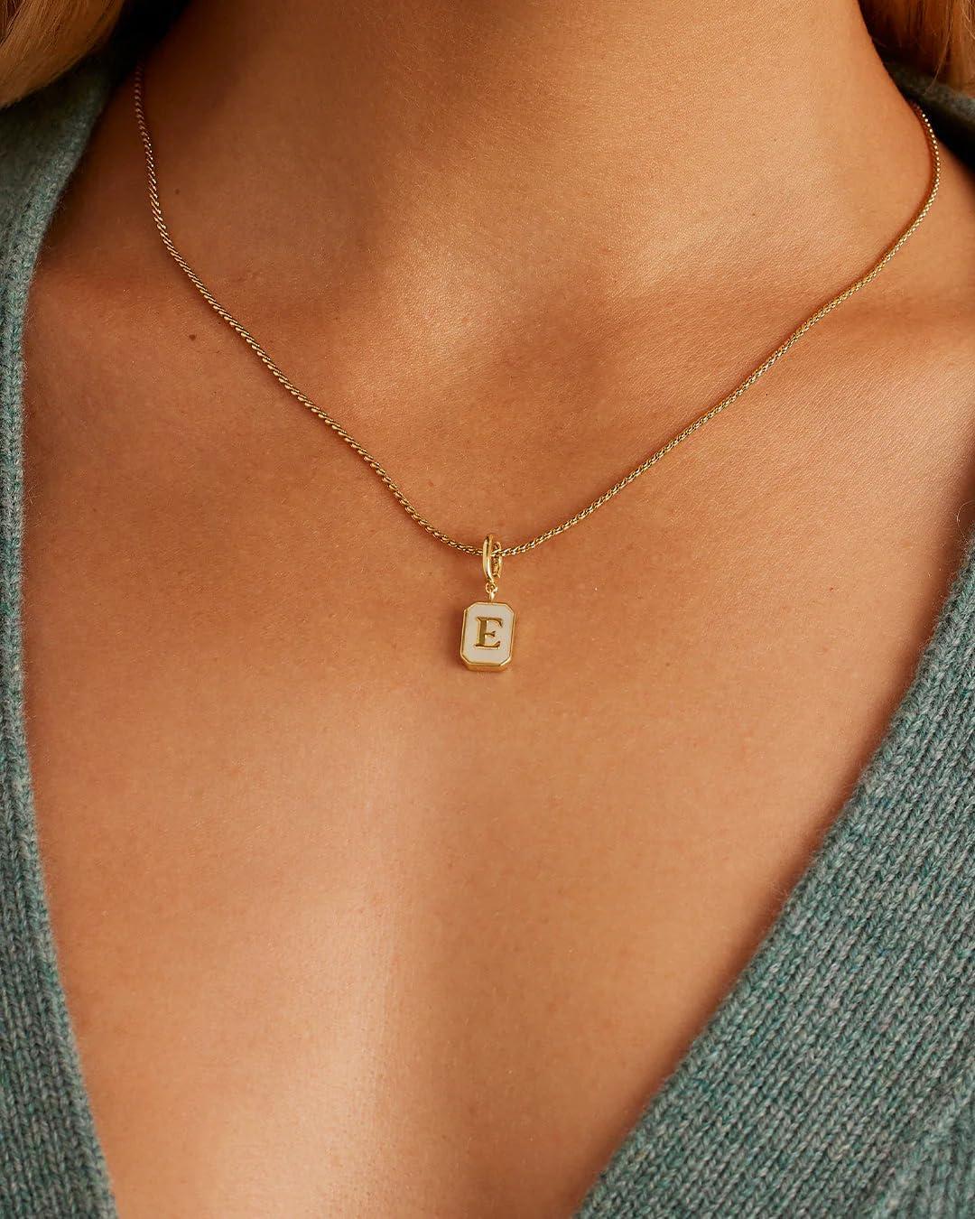 imagegorjana  Vintage Alphabet Parker Charm  18k Gold Plated  Personalized Initial Necklace Design  Lightweight Comfort  Versatile AccessoryE